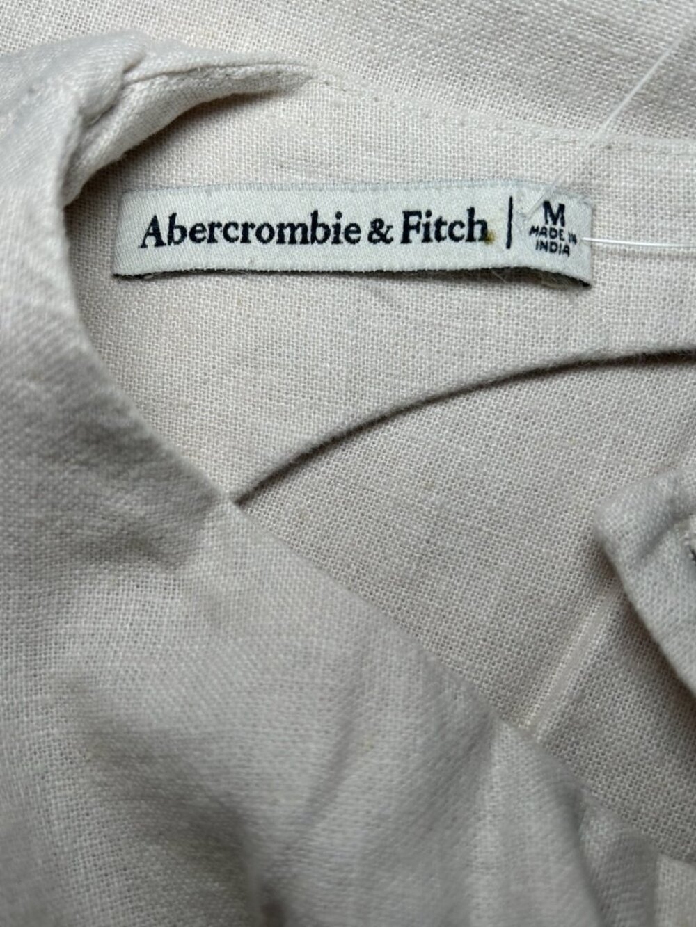 Abercrombie Linen Blend Mini Dress Cream Sleeveless Summer Shift NWT M - Picture 7 of 8